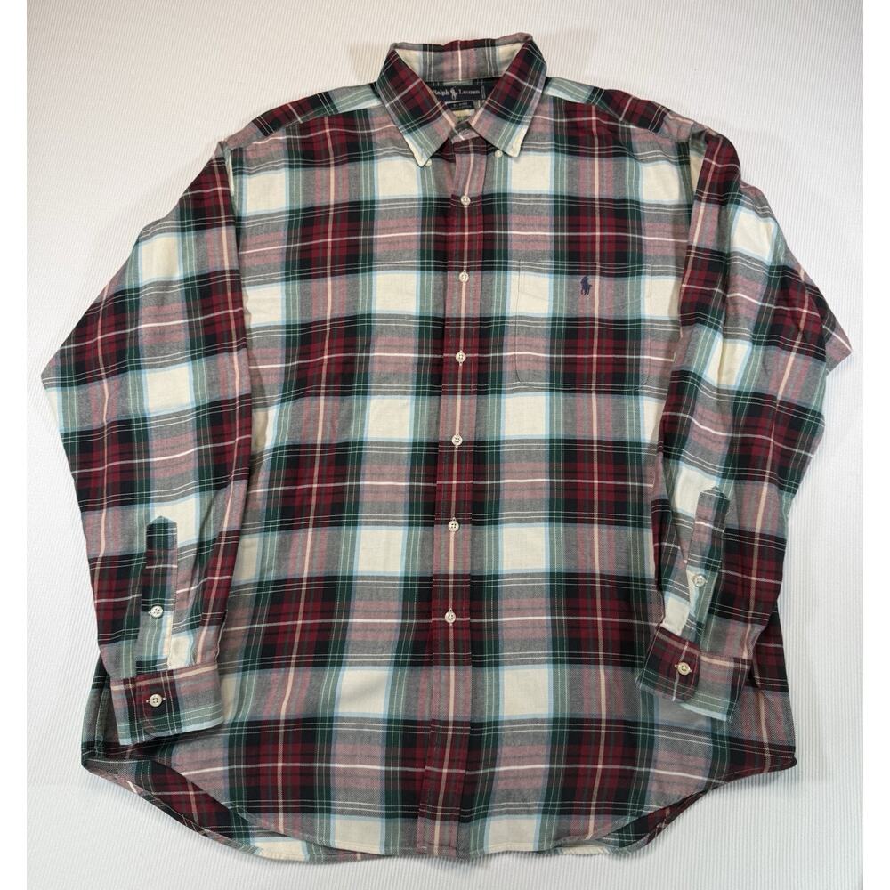 Ralph Lauren BLAIRE Plaid Button Down Shirt L Cotton Classic Fit